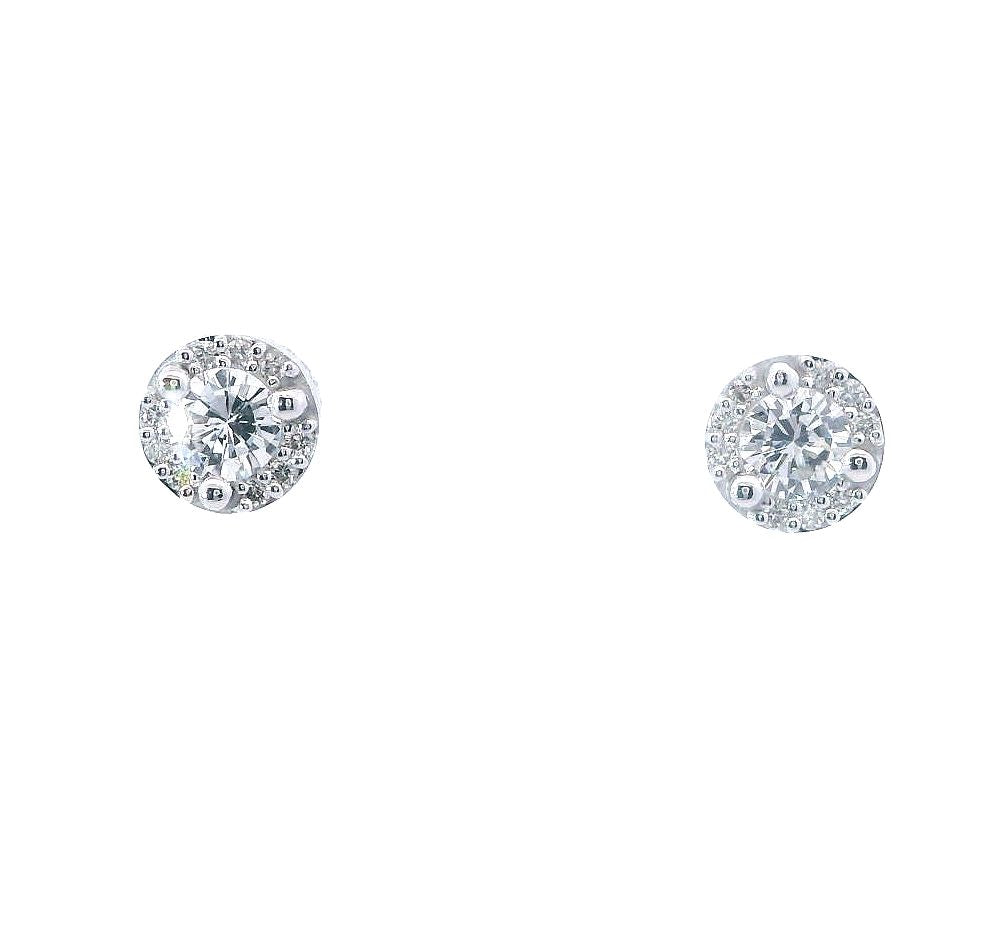 14K White Gold Diamond Halo Martini Stud Earrings (0.33 carat)