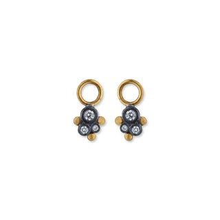 24K Gold & Ox. Silver "DYLAN" Small Earring Drops with Diamonds