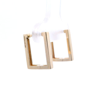 14K Yellow Gold Rectangle Huggie Hoops with Snap Clasp