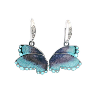 SS Blue Butterfly Wire Earring