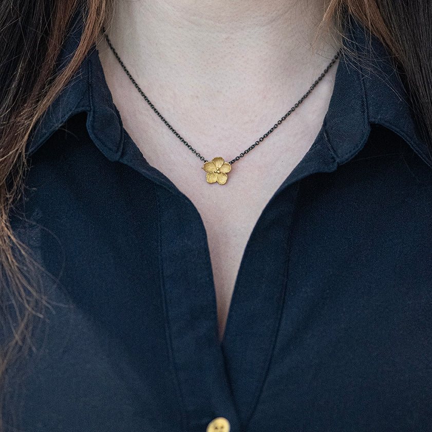 22K Gold and Oxidized Silver "BUTTERCUP" Necklace