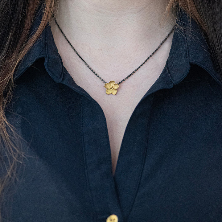 22K Gold and Oxidized Silver "BUTTERCUP" Necklace