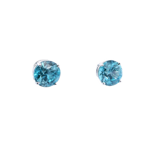 14KW Blue Zircon 2.95ctw Studs