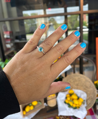 Sterling Silver Ripples With Blue Topaz Ring